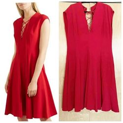 Stella McCartney Red Size 8 Side Slit Lace A-line Dress on Queenly