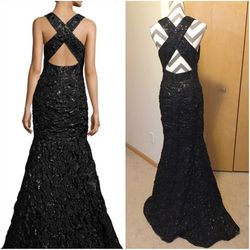 Milly Black Size 8 Floor Length Polyester Jewelled Mermaid Dress on Queenly