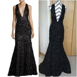 Milly Black Size 8 Floor Length Polyester Jewelled Mermaid Dress on Queenly