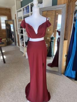 La Femme Red Size 4 Two Piece Prom Straight Dress on Queenly