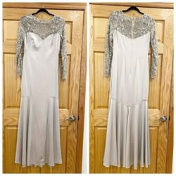 Theia Silver Size 4 Jewelled Straight Dress on Queenly