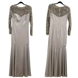 Theia Silver Size 4 Jewelled Straight Dress on Queenly
