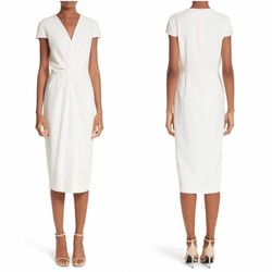 MaxMara White Size 8 Bridal Shower Office Free Shipping Cocktail Dress on Queenly
