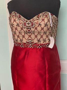 Rachel Allan Red Size 20 Sweetheart Plus Size Beaded Top Strapless Mermaid Dress on Queenly