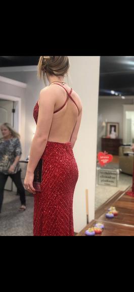 Primavera Red Size 4 Prom Jewelled Side slit Dress on Queenly
