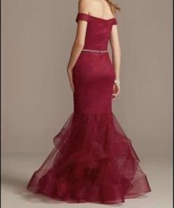 davids bridal Red Size 6 Floor Length Fitted Sequin $300 Mermaid Dress on Queenly