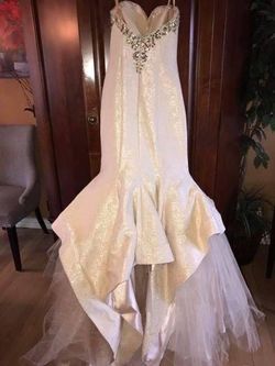 Mac Duggal Nude Size 2 Ruffles Jewelled Sequined Tulle Mermaid Dress on Queenly