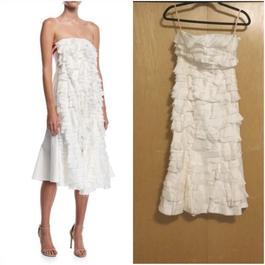 Maggie Marilyn White Size 4 Midi Bridal Shower Belt Cocktail Dress on Queenly