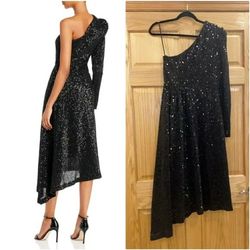 Rebecca Vallance Black Size 8 Euphoria Midi Jewelled Shiny Cocktail Dress on Queenly