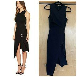 Versus Versace Black Size 2 Polyester Straight Side slit Dress on Queenly