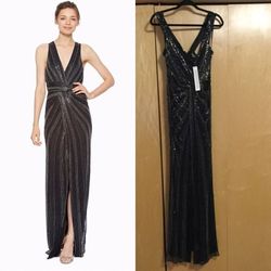 Parker Black Size 10 Silk Shiny Side slit Dress on Queenly