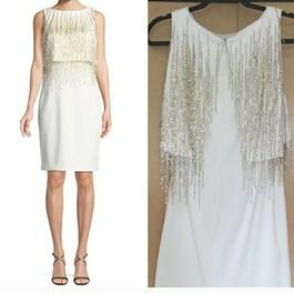 Badgley Mischka White Size 2 Tall Height Bachelorette Bridal Shower 50 Off Cocktail Dress on Queenly