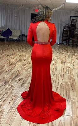 Jovani Bright Red Size 8 Jewelled Pageant Straight Dress on Queenly