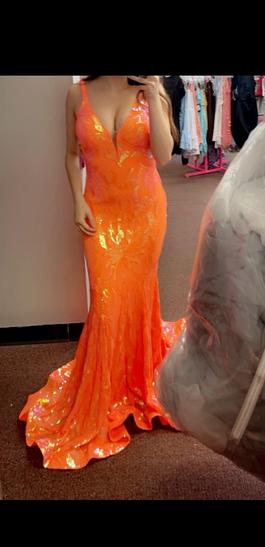 Jovani Orange Size 0 Black Tie Mermaid Dress on Queenly