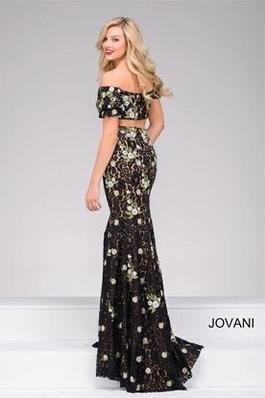 Jovani Black Size 4 $300 Floral Pattern Mermaid Dress on Queenly