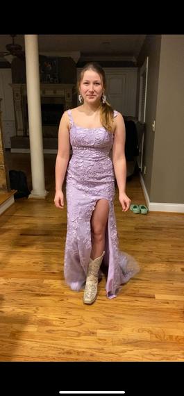 Sherri Hill Purple Size 00 Floor Length Side slit Dress on Queenly