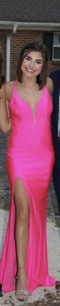 La Femme Pink Size 2 Medium Height Black Tie Straight Dress on Queenly