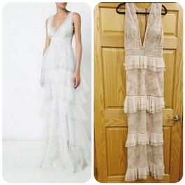 PatBO Nude Size 10 Midi $300 Satin Cocktail Dress on Queenly