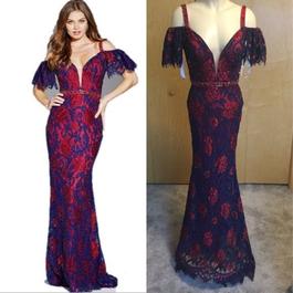 Jovani Multicolor Size 4 Sorority Formal Embroidery Mermaid Dress on Queenly