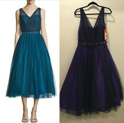 Monique Lhuillier Purple Size 12 Tulle Black Tie Plus Size Fitted A-line Dress on Queenly