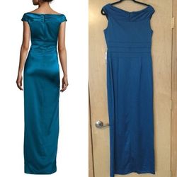 Kay Unger Blue Size 10 Silk Midi Cocktail Dress on Queenly
