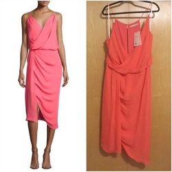camilla & marc Pink Size 10 Midi $300 Silk Cocktail Dress on Queenly