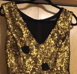 Tracy Reese Black label Gold Size 0 Sequin Euphoria Silk Cocktail Dress on Queenly