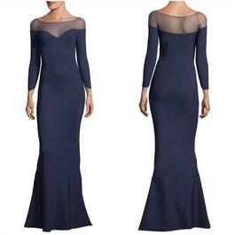 Chiara Boni Blue Size 2 Sleeves $300 70 Off Sheer Mermaid Dress on Queenly