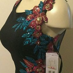 Jovani Multicolor Size 2 Embroidery Mini Floral $300 Train Dress on Queenly