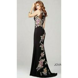 Jovani Multicolor Size 2 Mini Polyester Floral Straight Train Dress on Queenly