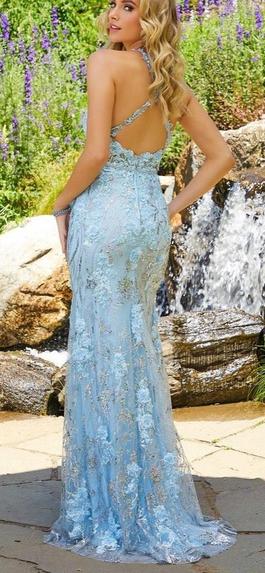 MoriLee Light Blue Size 2 Floor Length A-line Dress on Queenly