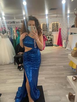 Sherri Hill Blue Size 6 Prom Cut Out Mermaid Dress on Queenly