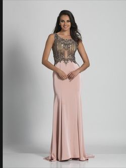 Style 5893 Dave and Johnny Pink Size 4 Embroidery Prom Tall Height Side slit Dress on Queenly
