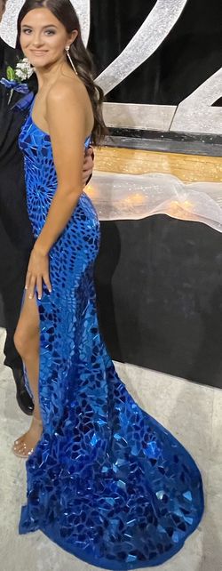 Sherri Hill Blue Size 00 Jersey Straight Dress on Queenly