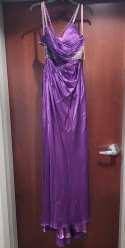Style 9326 Blush Prom Purple Size 8 Black Tie $300 Side slit Dress on Queenly