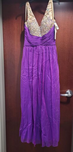Style E40014 Jovani Purple Size 8 Black Tie A-line Dress on Queenly