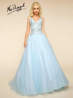 Style 65705H Mac Duggal Blue Size 14 Strapless Pageant Ball gown on Queenly