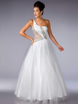 Style 4940H Mac Duggal White Size 4 Jewelled Pageant Tall Height Ball gown on Queenly