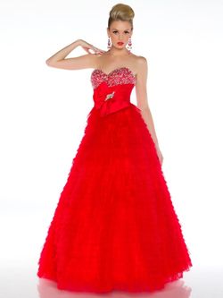 Style 4759H Mac Duggal Bright Red Size 8 Jewelled Ball gown on Queenly