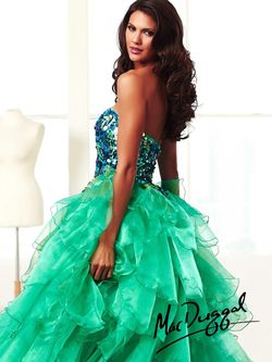 Style 85122H Mac Duggal Green Size 2 Tall Height Floor Length Jewelled Ball gown on Queenly