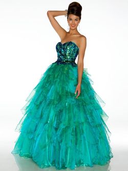 Style 85122H Mac Duggal Green Size 2 Tall Height Floor Length Jewelled Ball gown on Queenly