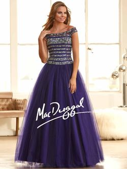 Style 76716H Mac Duggal Royal Blue Size 8 Jewelled Beaded Top A-line Dress on Queenly