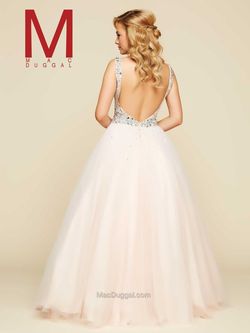 Style 76715H Mac Duggal Nude Size 14 Beaded Top Plus Size Tall Height Sequin Ball gown on Queenly
