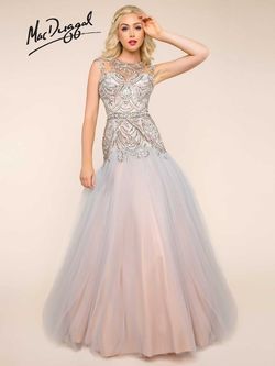 Style 65817H Mac Duggal Silver Size 12 Floor Length Pageant Ball gown on Queenly