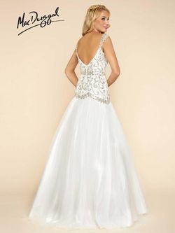 Style 65802H Mac Duggal Silver Size 6 Mermaid Dress on Queenly