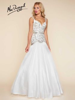 Style 65802H Mac Duggal Silver Size 6 Mermaid Dress on Queenly