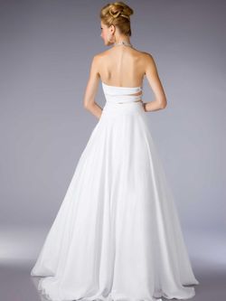 Style 50155H Mac Duggal White Size 16 Tall Height Halter Floor Length Ball gown on Queenly