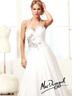 Style 50155H Mac Duggal White Size 16 Tall Height Halter Floor Length Ball gown on Queenly
