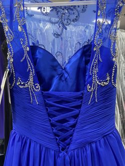 Style 65078H Mac Duggal Royal Blue Size 12 Floor Length A-line Dress on Queenly