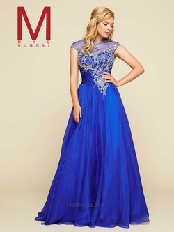 Style 65078H Mac Duggal Blue Size 12 Floor Length Military A-line Dress on Queenly